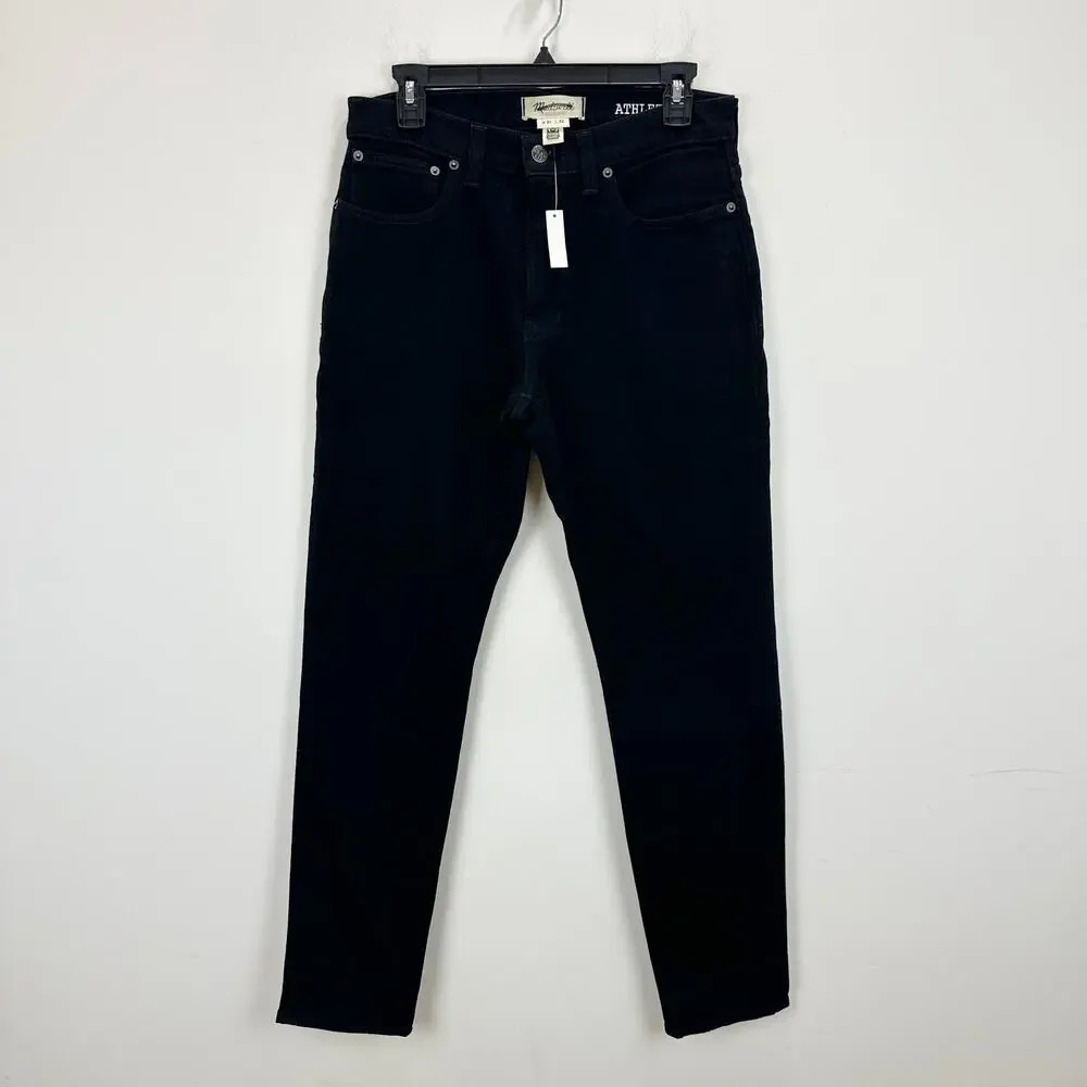 Madewell Athletic Slim Jeans Mens Tapered Stretch Denim Black Mid Rise 31/32 NWT